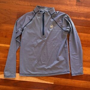 Quarter-Zip Performance Pullover - Slate Blue Stripe